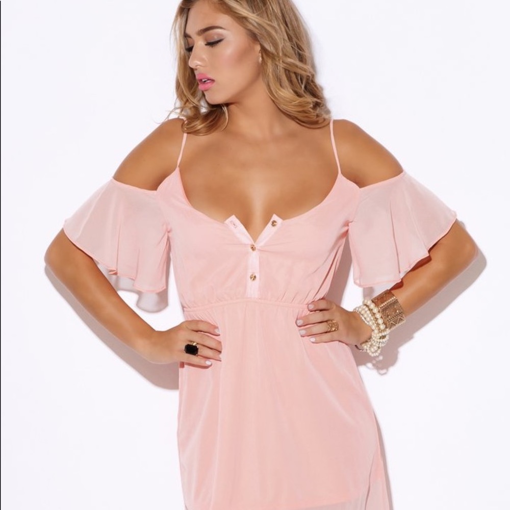 New pastel pink chiffon dress
